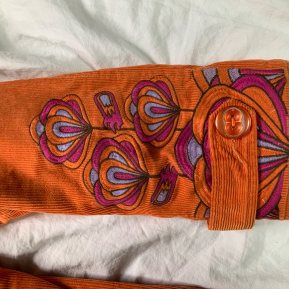 Boho Embroidered Orange Corduroy Coat by KanaBeach Women’s 12 - Picture 5 of 16